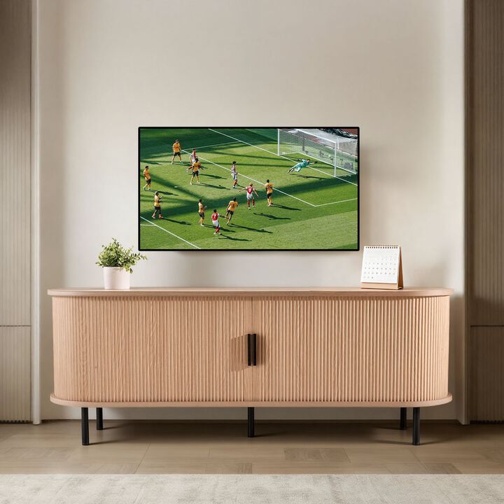 TV Stand for TVs up to 58 Inch with Adjustable Shelves and Sliding Door