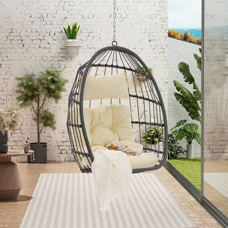 Hivvago Egg Swing Chair with Wood Frame image number 5
