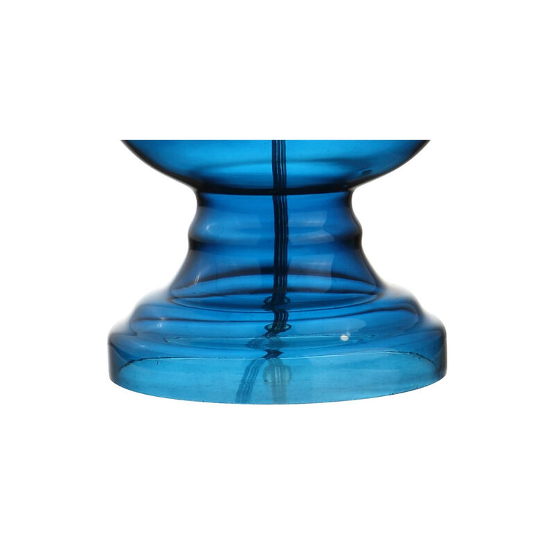 HomeRoots Set of Two 29" Blue Curved Body Glass Table Lamps With Drum Shades image number 2