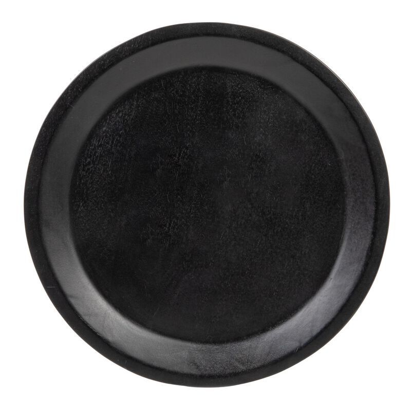 Round Mango Wood Pedestal Side Table, Black image number 4