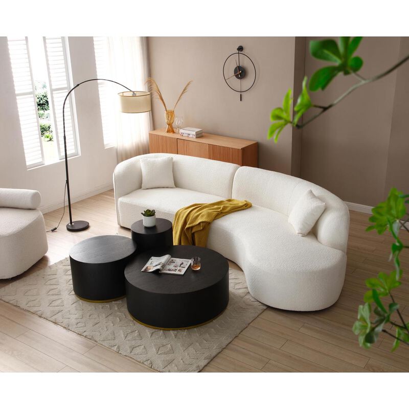 Set of 3 Round Coffee Table side Table End Table for Living Room Fully Assembled