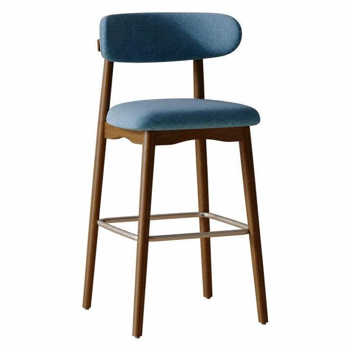 Modern Metal Counter Height Bar Stools | Steady Rubber Wood Legs & Ergonomic Backrest, Non-Swivel Kitchen Island Chairs for Dining Room, Home Bar, Outdoor