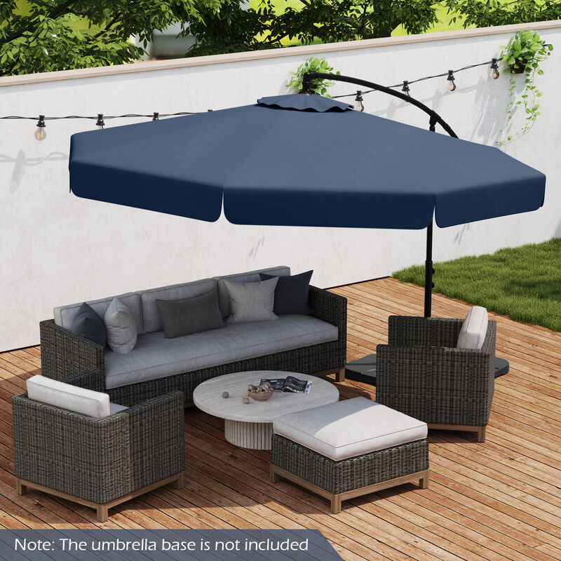 Patio Cantilever Umbrella with Cover &ndash; Tilt Adjustment & Decorative Ruffled Edge