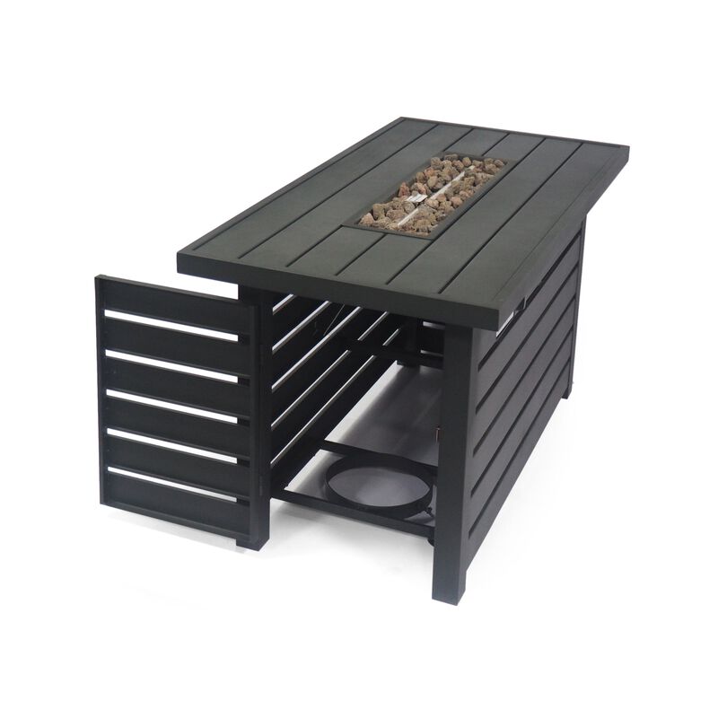 Mondawe 47.25" Rectangular Iron Breathable Fire Pit - 30 000 BTU Fire Pit Table in Matte Black image number 5