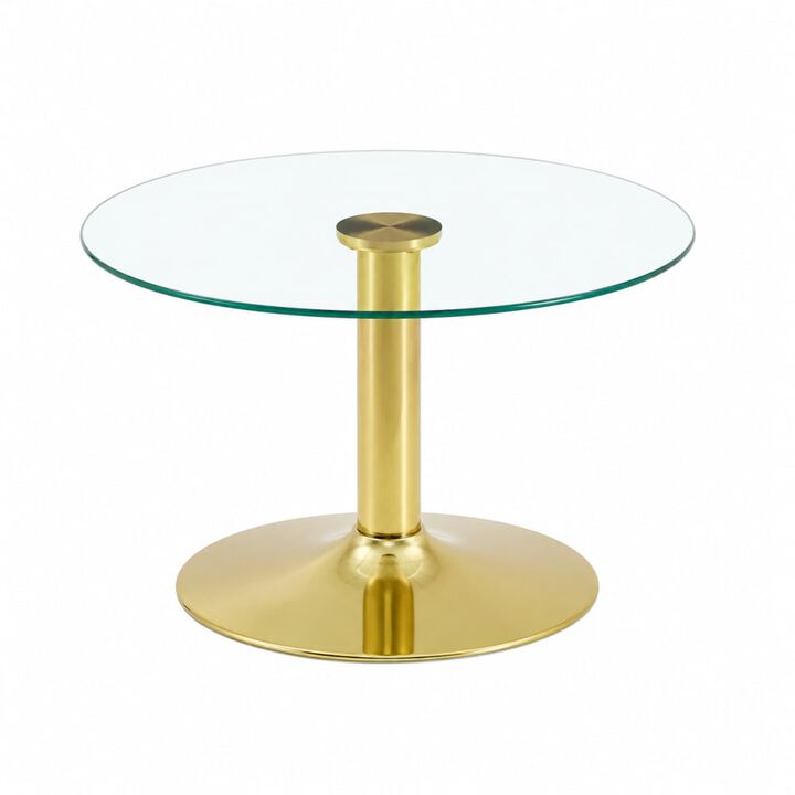 GOODSILO Round Tempered Glass Coffee Table with Sturdy Metal Base Multi-Purpose Side Table for Living Room Balcony Study Small Apartment Friendly Home Furniture