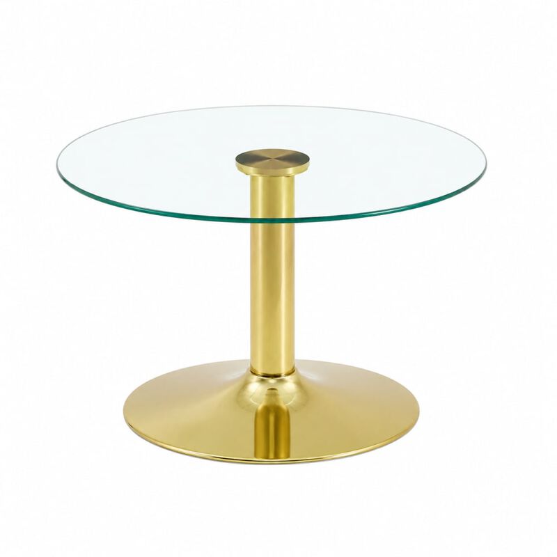GOODSILO Round Tempered Glass Coffee Table with Sturdy Metal Base Multi-Purpose Side Table for Living Room Balcony Study Small Apartment Friendly Home Furniture image number 0