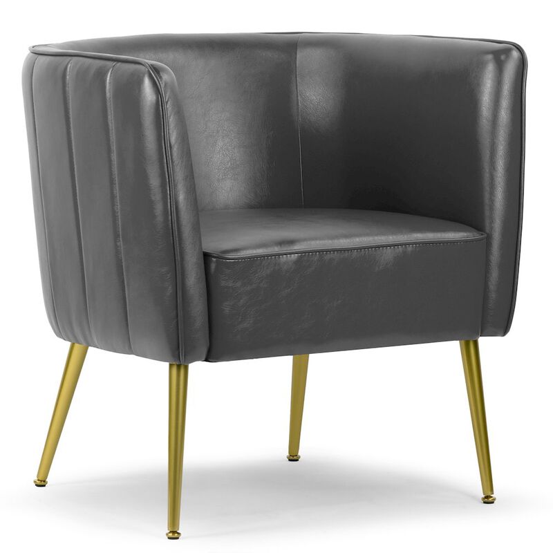 Glamour Home Avian Gray Faux Leather Accent Chair with Decorative Stitching