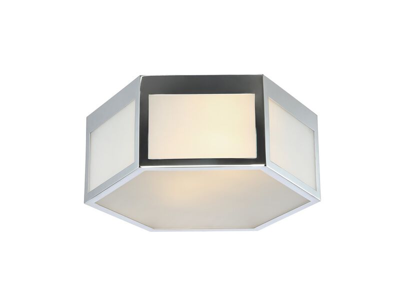 Minimo Hexagon Metal/Frosted Glass LED Flush Mount
