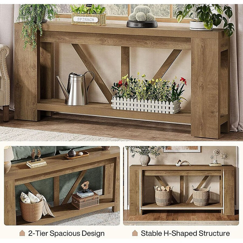 Tribesigns Farmhouse 2-Tier Console Table image number 5