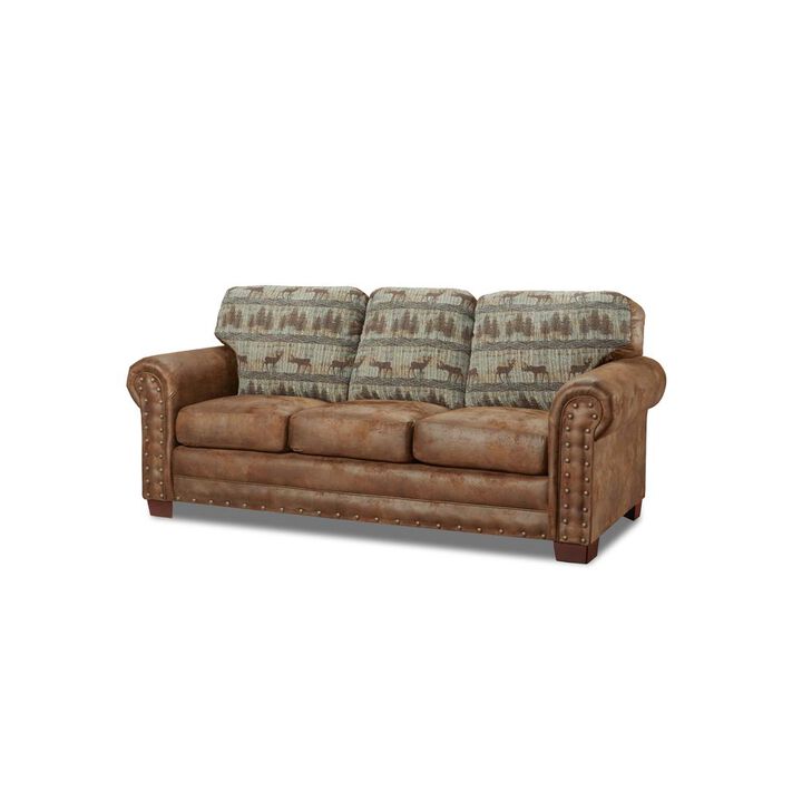 American Furniture Classics Deer Teal Lodge Tapestry Sofa