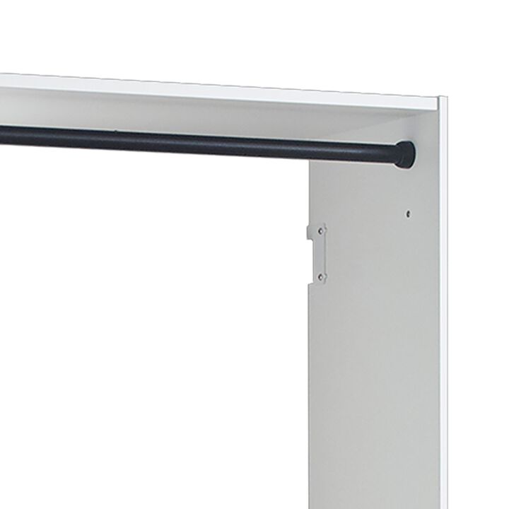 Vedz Wall Mounted Walk in Closet, 2 Hanging Rods, White Melamine