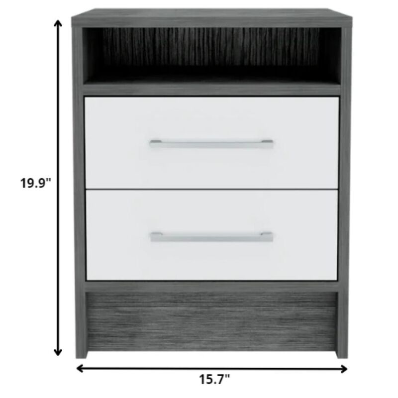 Homezia Sophisticated and Stylish Smokey Oak and White Nightstand image number 4