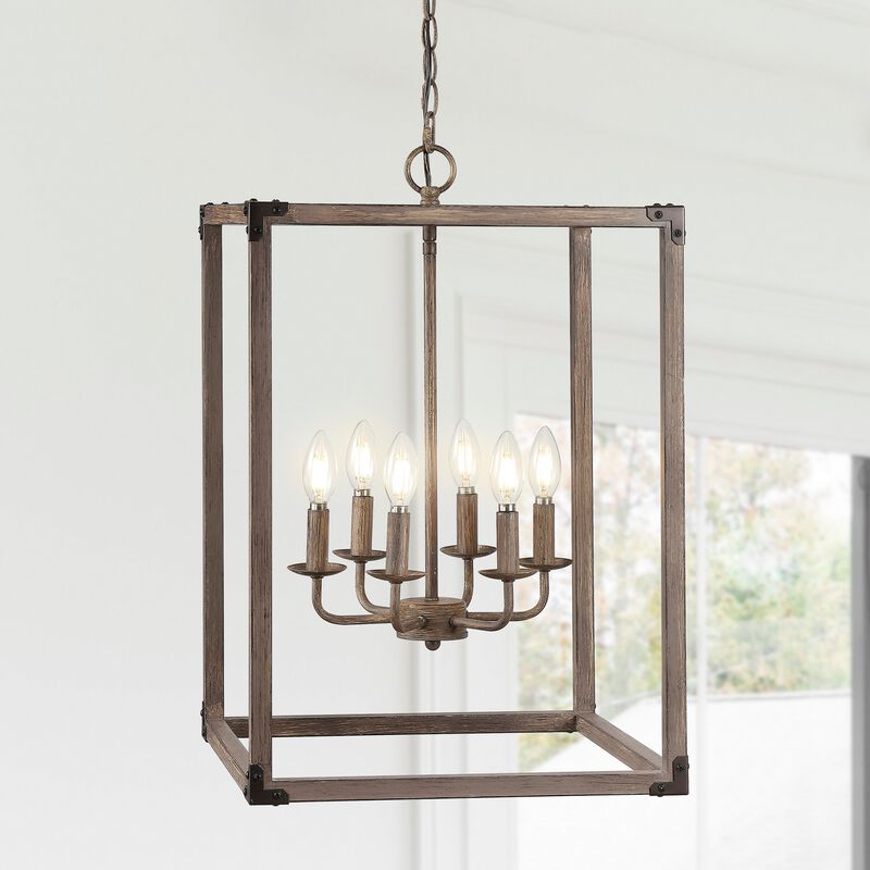 Magnolia 6-Light Adjustable Iron Rustic Farmhouse LED Pendant