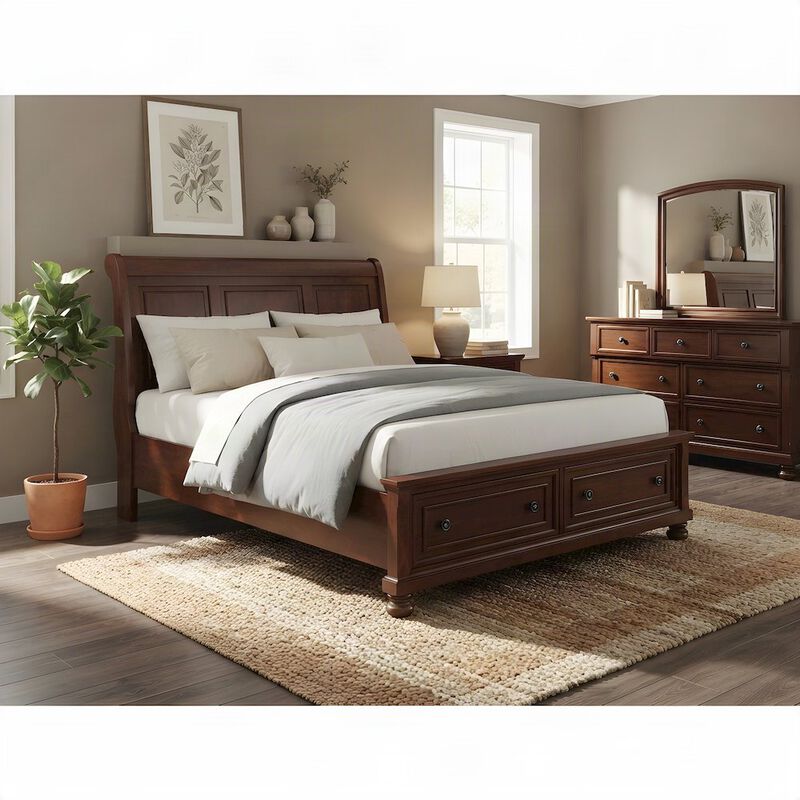 FurniFact Queen Sleigh Platform Bed Frame with Storage Drawers, Headboard image number 3