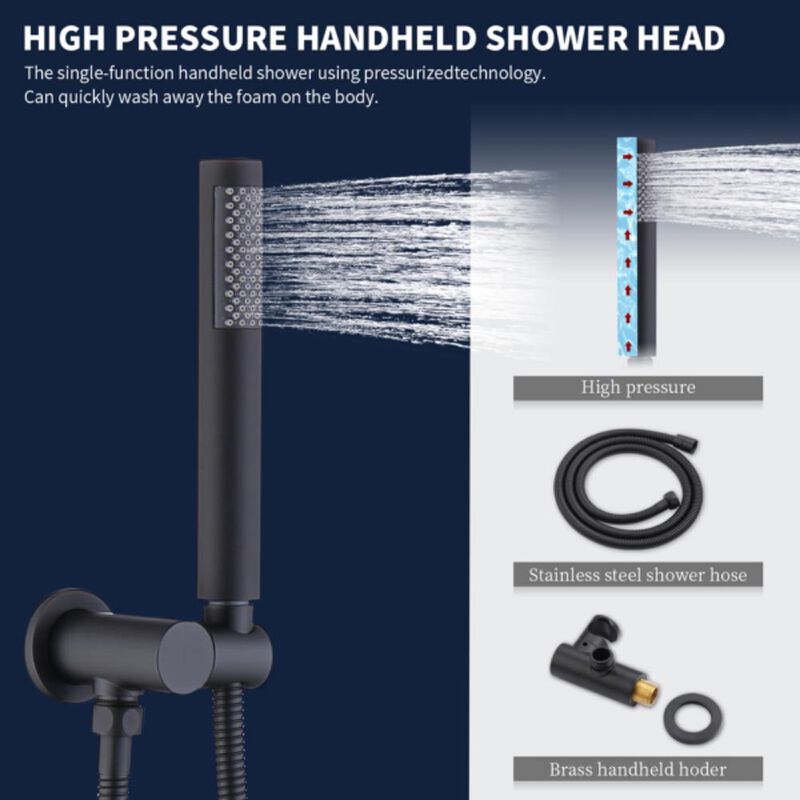 Luxury Rainfall Shower System & Faucet Combo Set High-Pressure Wall Mount with Handheld Sprayer