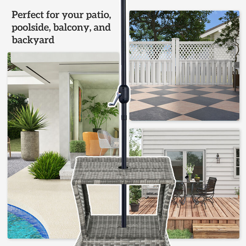 Patio Modren Grey Side Table, Space-Saving For Outdoor Seating image number 6