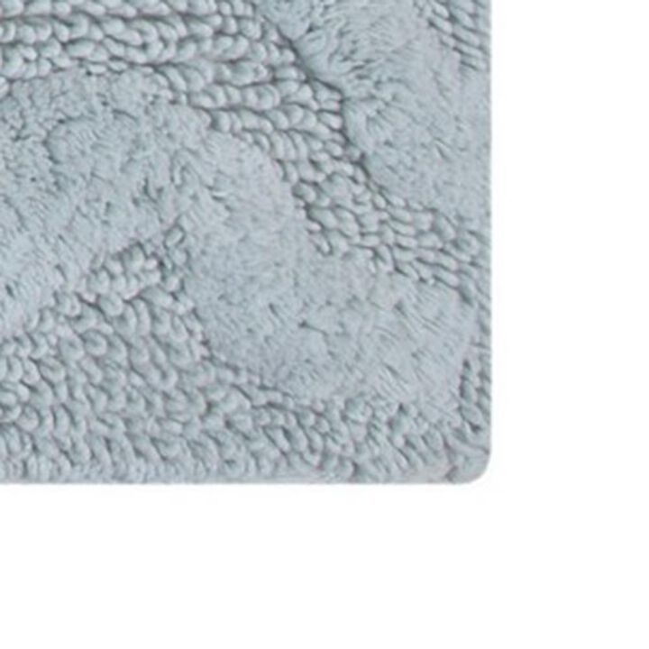 Knightsbridge Link Bath Rug Cotton Non Skid Back - 17x24", Light Blue
