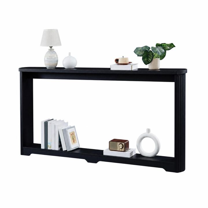 GOODSILO Narrow Corrugated Texture Console Sofa Table, Sturdy Easy-Clean Storage Table for Entranceways, Corridors, Behind Sofa Display & Organization