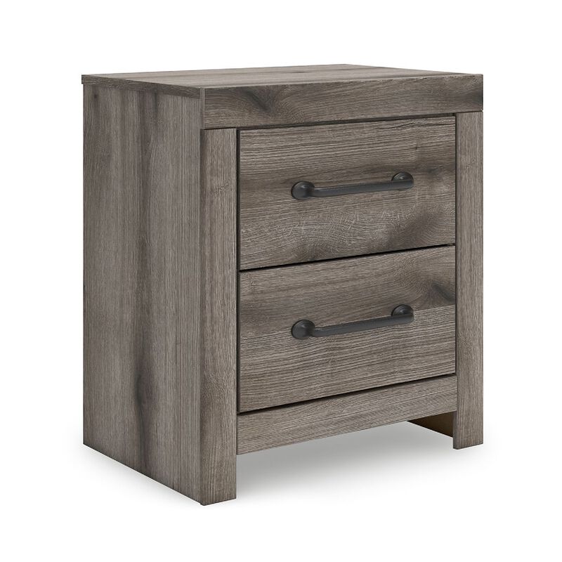 Gesa Nightstand, 2 Drawers with Bar Handles, USB Port, Weathered Gray image number 0