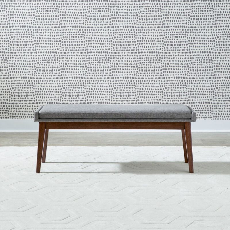 Liberty Furniture Grey Linen Upholstered Dining Bench with Removable Cushion - Satin Walnut image number 6