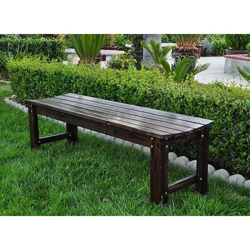 Hivvago 5-Feet Backless Outdoor Garden Patio Cedar Wood Bench in Burn Brown image number 1