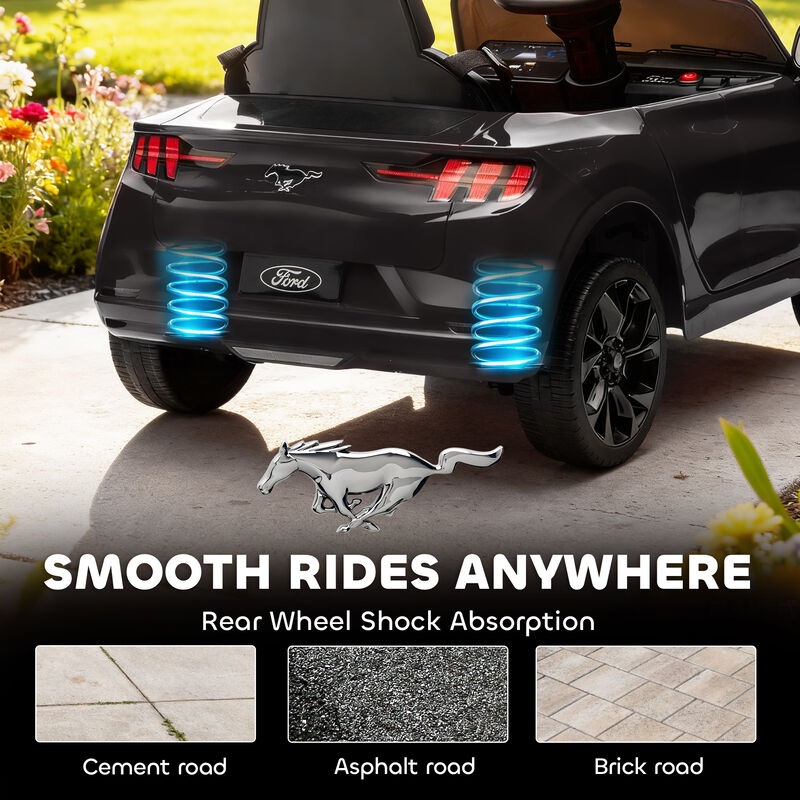 BreeBe 12V Kids Ride On Car, Licensed Ford Mustang Mach-E Electric Car with Remote Control, LED Light, Music image number 7