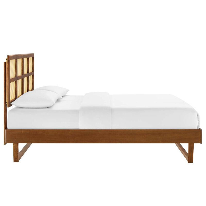 Sidney Cane and Wood Full Platform Bed With Angular Legs image number 4