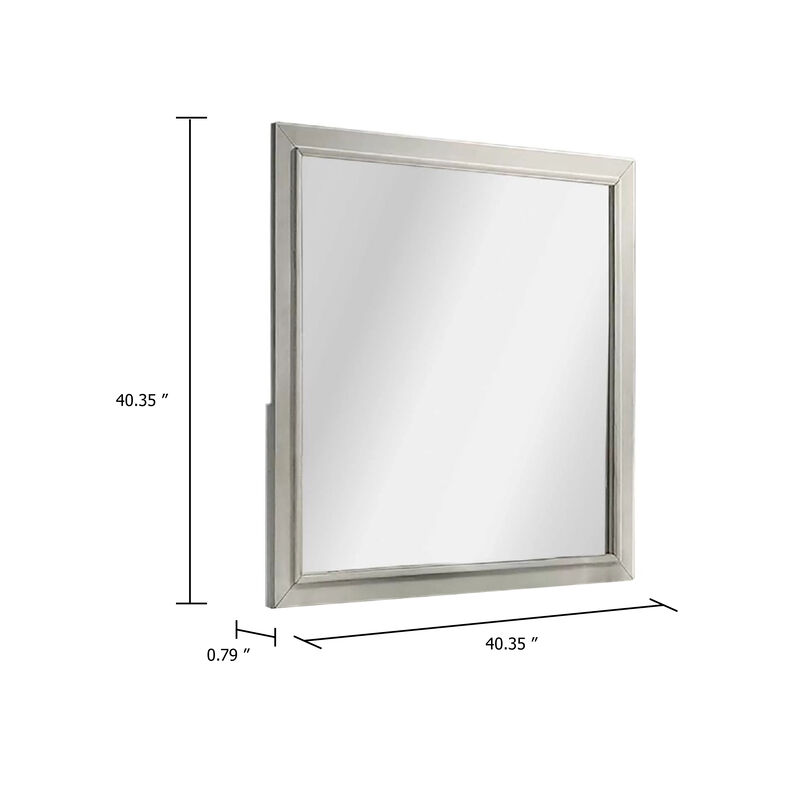 Dresser Mirror, Subtle Antique White Rubberwood, Square 40 Inch image number 5