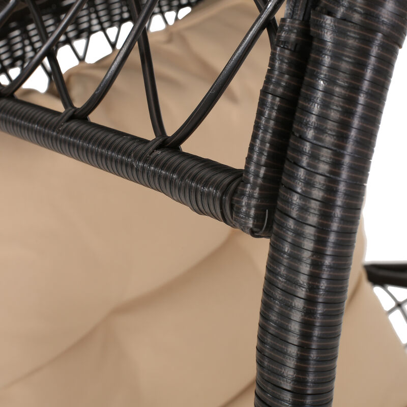 Merax Outdoor Wicker Standing Basket Chair with Cushion