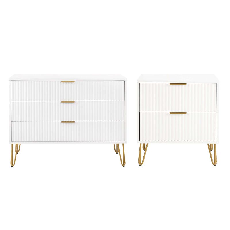 Dumbo Dresser and 2-Drawer Nightstand Set in White image number 0
