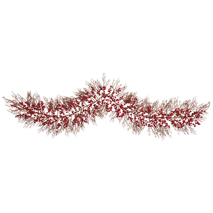 HomPlanti 6' Red Berry Artificial Christmas Garland