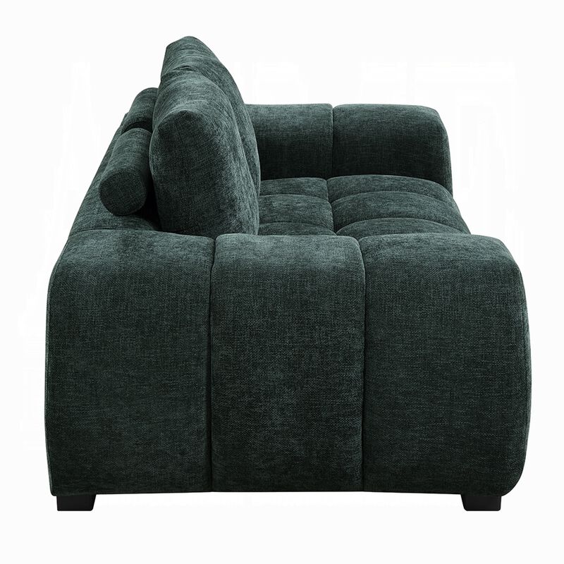 Errand Loveseat, Dark Green Chenille, Foam Cushions, Pine Wood 74 Inch image number 4