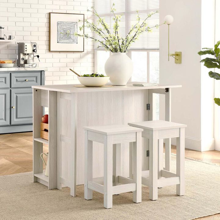 Modway Meadowbrook 3-Piece Kitchen Island and Stool Set