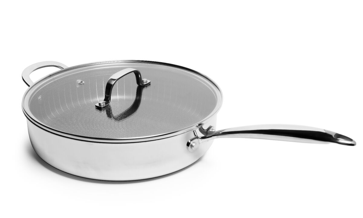 Tri-ply Stainless Steel Diamond Nonstick 4.2 QT Saute Pan with Glass Lid