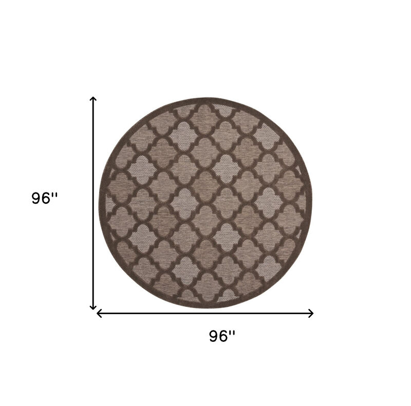 HomeRoots 8' Brown Round Geometric Indoor Outdoor Area Rug image number 3