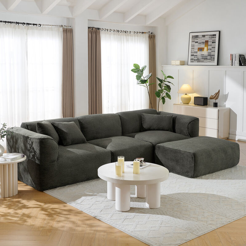 Merax U_Style Luxury living room double-needle cut velvet sofa