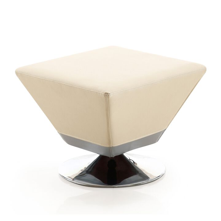 Diamond Cream Swivel Ottoman