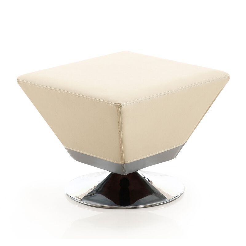 Diamond Cream Swivel Ottoman