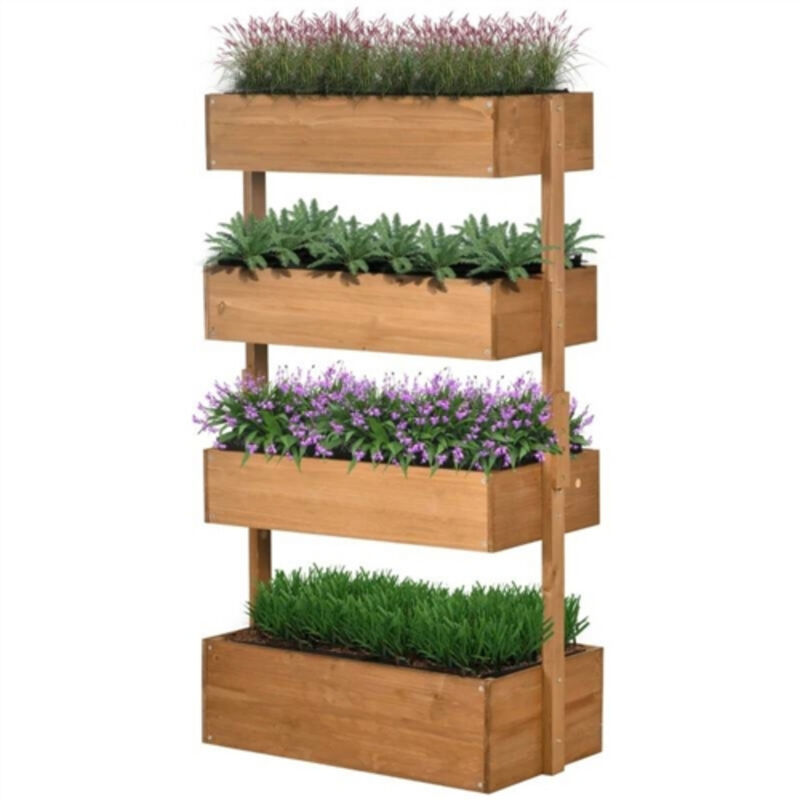 4-Tier Vertical Wooden Planter Box for Raised Garden Beds
