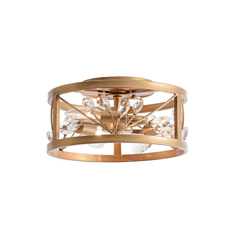 Adela 3-Light Metal Cage Drum Flush Mount - Brushed Brass image number 0