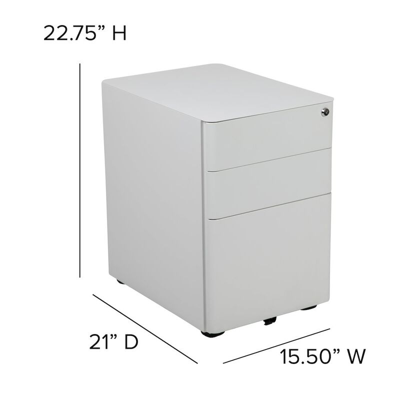 Flash Furniture 3-Drawer Mobile Locking Filing Cabinet with Anti-Tilt Mechanism, White image number 3