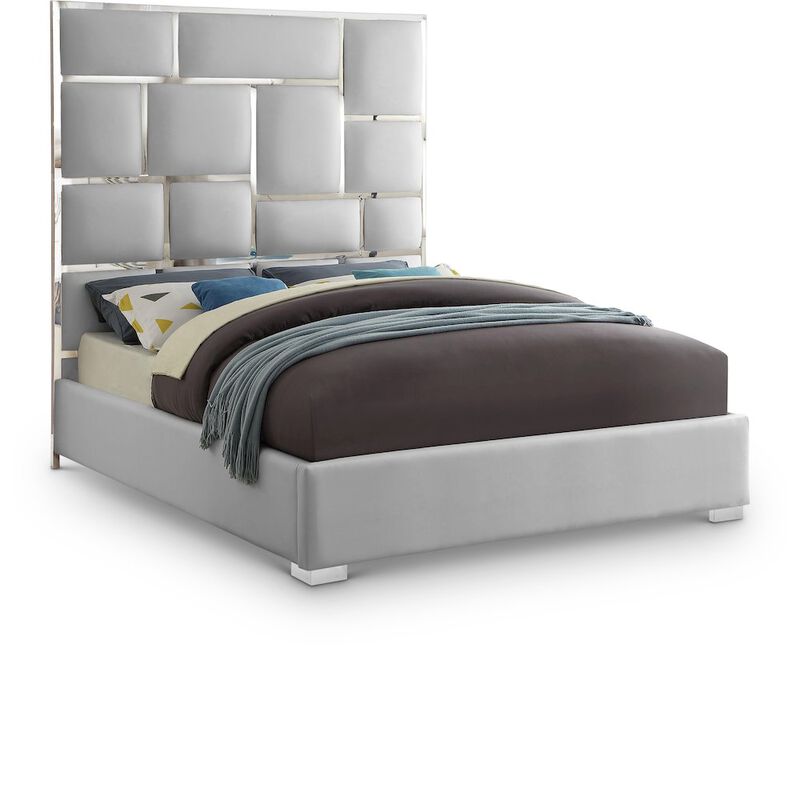 Meridian Furniture Milan White Vegan Leather Queen Bed