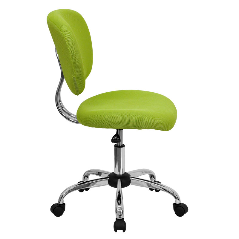 Beverly Mid-Back Apple Green Mesh Padded Swivel Task Office Chair with Chrome Base image number 7