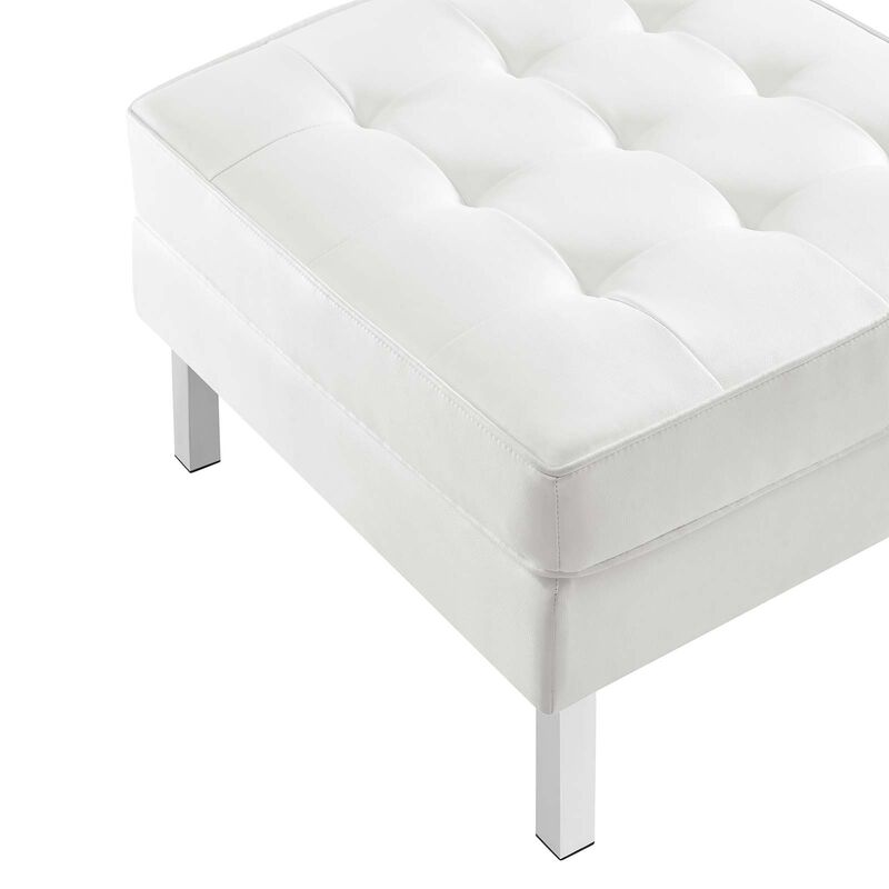 Loft Tufted Vegan Leather Ottoman image number 3