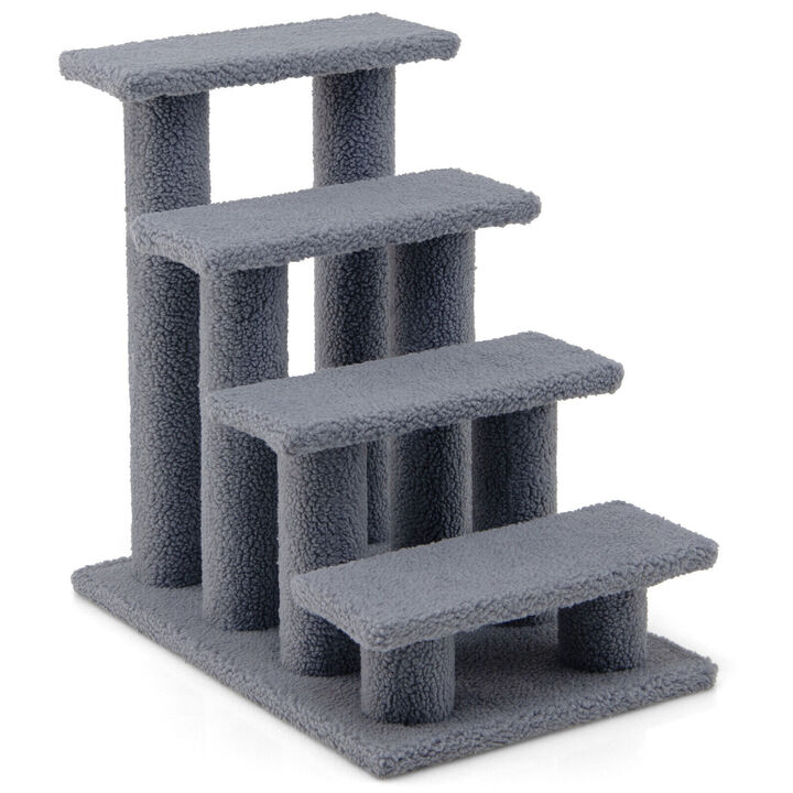 4-Step Pet Stairs Carpeted Ladder Ramp Scratching Post Cat Tree Climber
