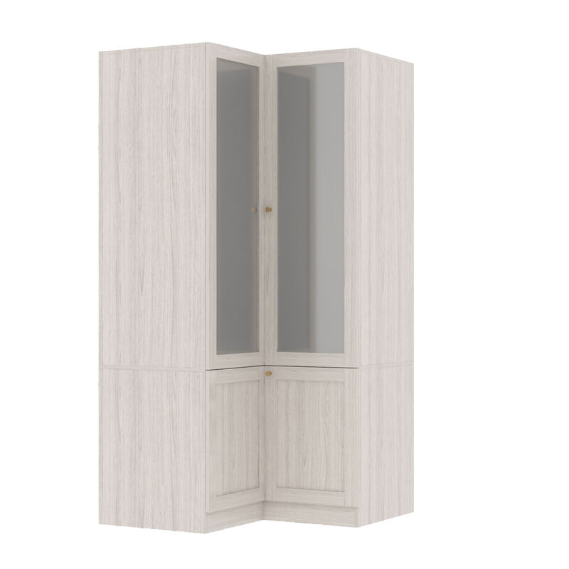 FUFU&GAGA Corner Wardrobe Closet with Hanging Rod and Shelves for Bedroom (35.4" D x 35.4" W x 70.9" H) Brown