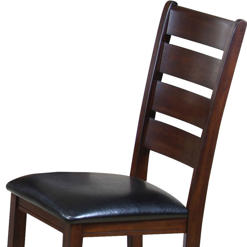 Set of Two Faux Leather Upholstered Slat Back Dining Side Chairs for Stylish Spaces