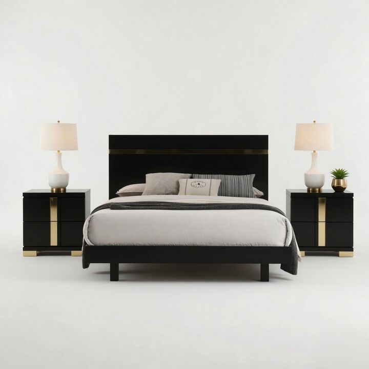 Bedroom Set, Wood, 3 Piece Set with 2 Nightstands