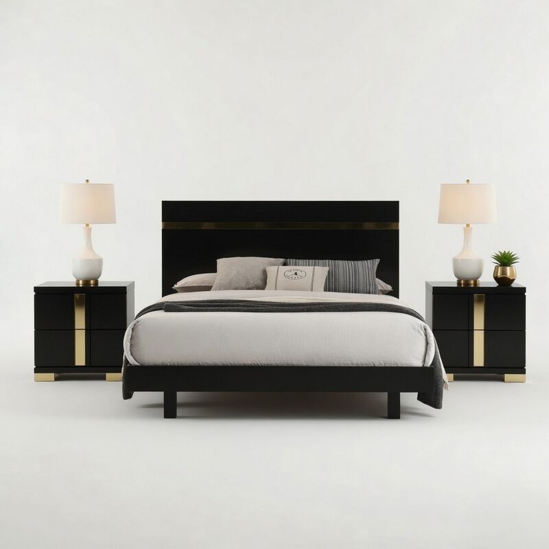 Bedroom Set, Wood, 3 Piece Set with 2 Nightstands image number 0