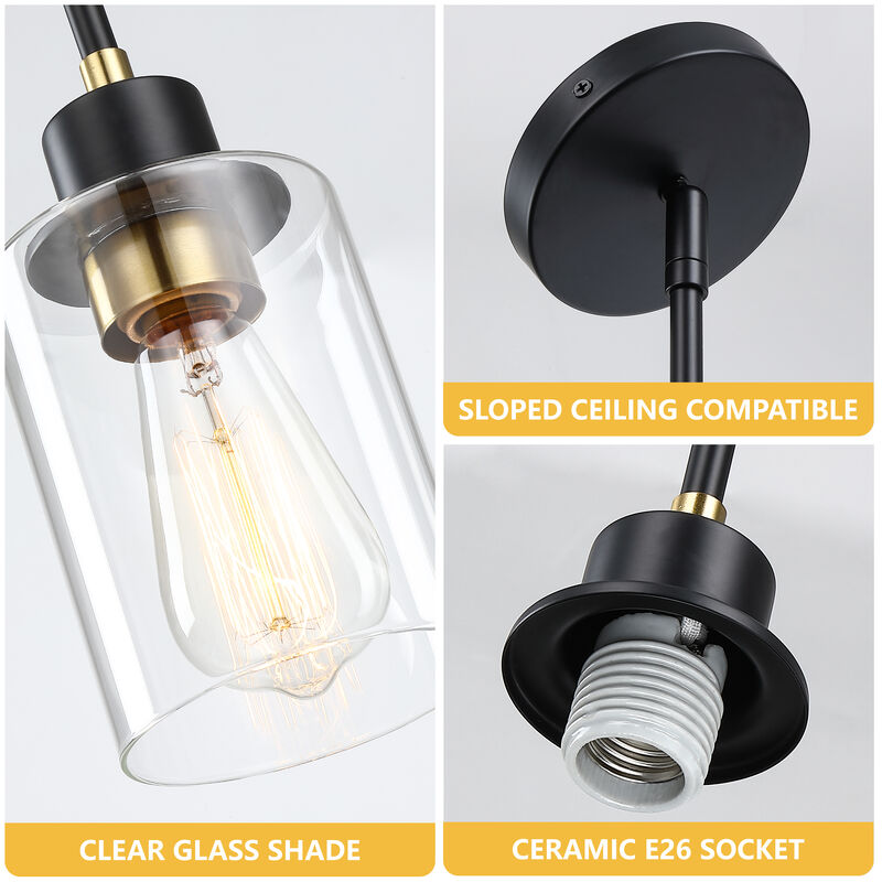 8" Modern Black and Warm Gold Glass Mini Pendant Light image number 5